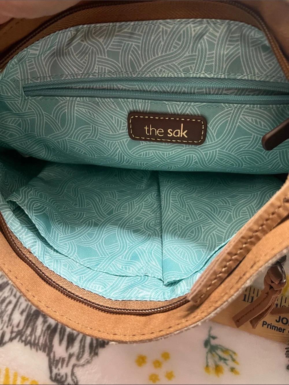 The Sak Patchwork Leather Shoulder Bag in Tan, Blush, Olive, Cream, Brown